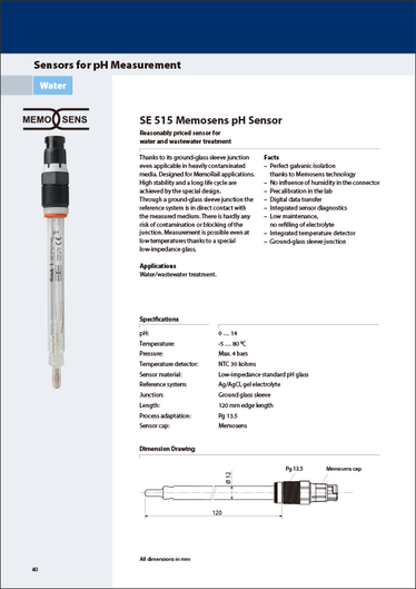 Detailed Technical Guide for the SE515 pH Sensor: Applications and Specifications